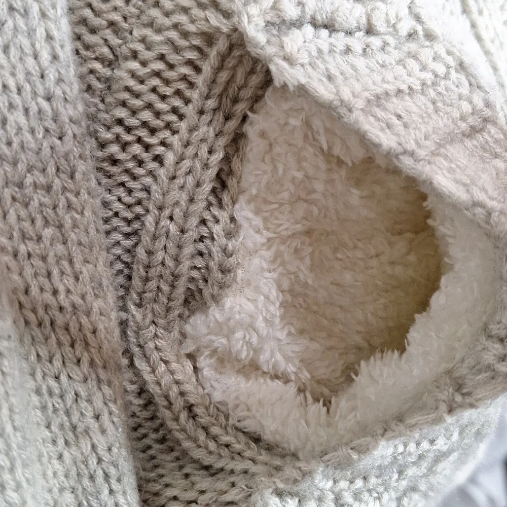 CI SONO by CAVALINI Chunky Crochet Sherpa Lined Zip Up and Button Jacket…